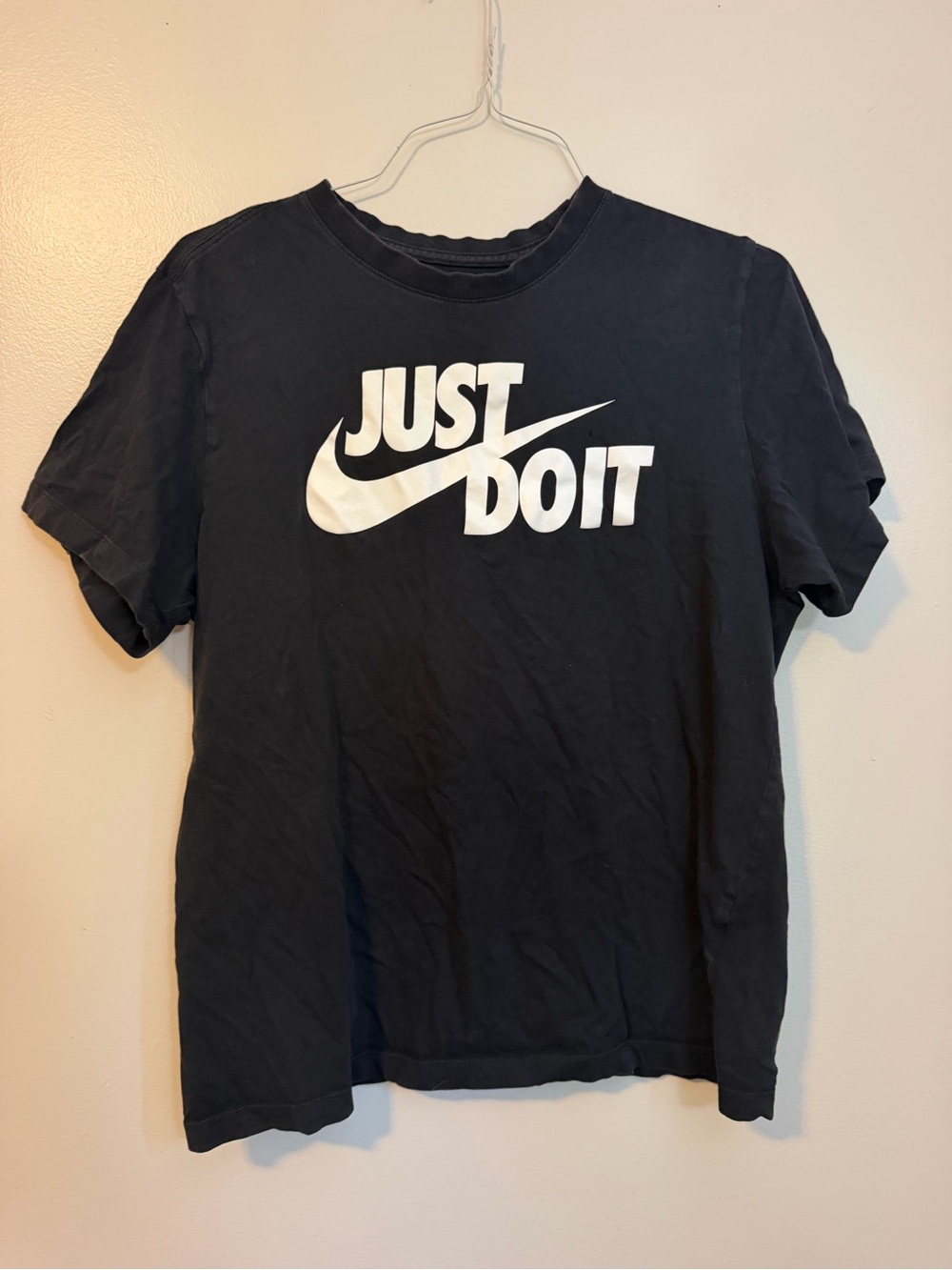 Nike Men’s Size Large ‘Just Do It’ Tee Black Graphic Y2K Minimalist 100% Cotton